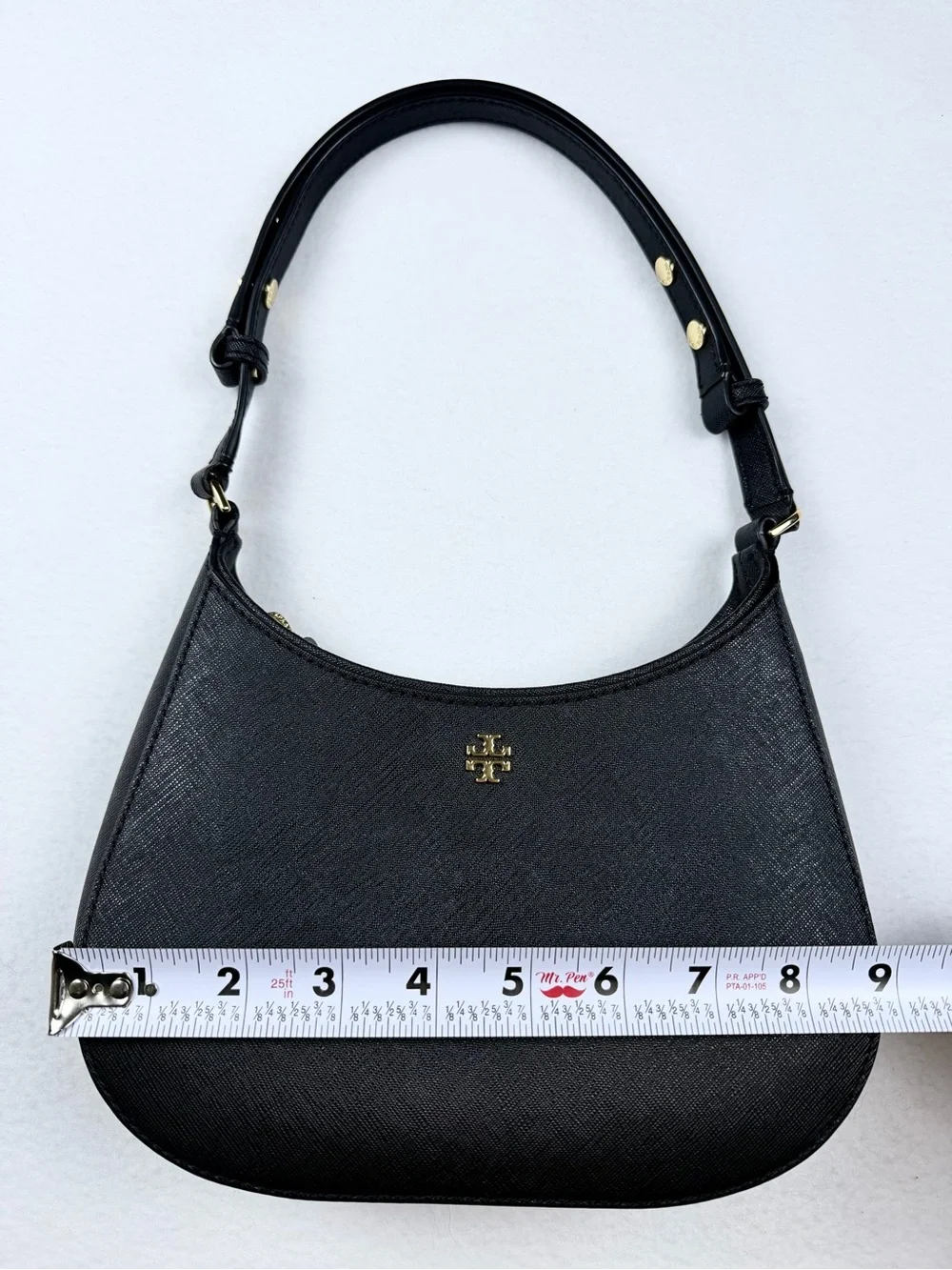 Tory Burch Black Emerson Zip Shoulder Bag Gold Hardware
